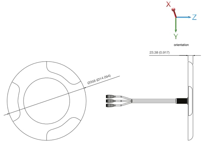 Mechanical Drawing - Siretta Tango 60 Indoor Ceiling DAS Antenna